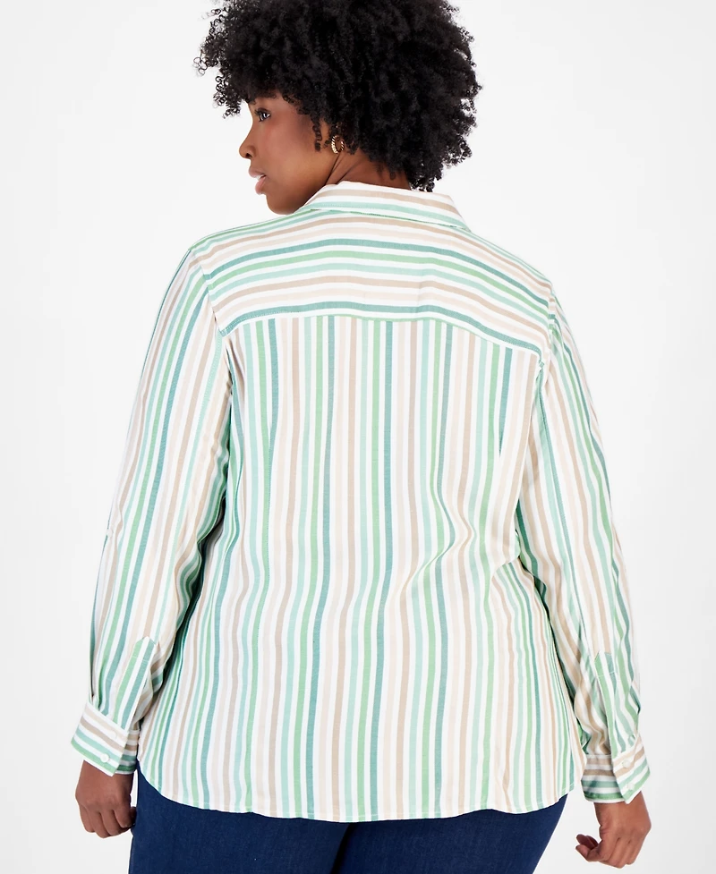Tommy Hilfiger Plus Striped Roll-Tab Shirt