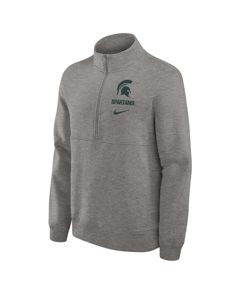 Nike Men's Heather Gray Michigan State Spartans Primetime Club Half-Zip Sweatshirt