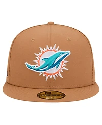 New Era Men's Tan Miami Dolphins Color Pack 59FIFTY Fitted Hat with Side Patch