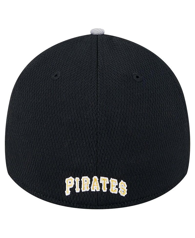 New Era Men's Gray/Black Pittsburgh Pirates Visor Trim 39THIRTY Flex Hat