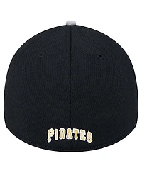 New Era Men's Gray/Black Pittsburgh Pirates Visor Trim 39THIRTY Flex Hat