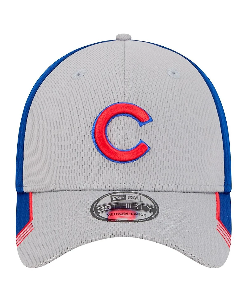 New Era Men's Gray/Royal Chicago Cubs Visor Trim 39THIRTY Flex Hat