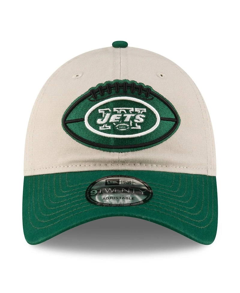 New Era Men's Stone/Green New York Jets 2024 Sideline Historic 9TWENTY Adjustable Hat