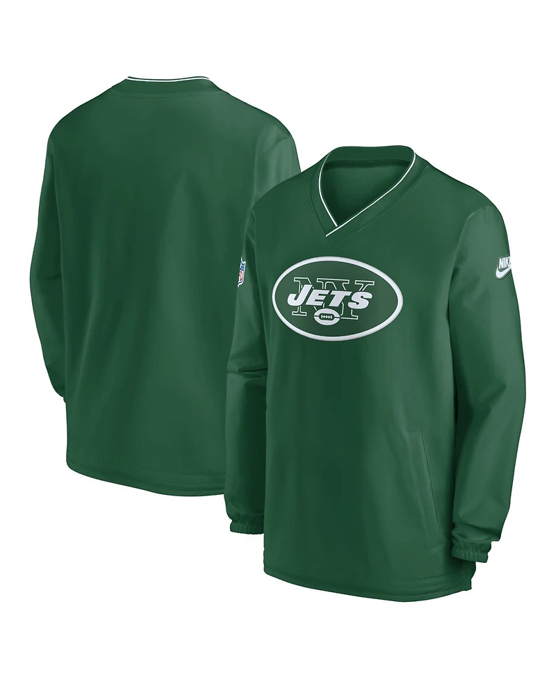 Nike Men's Kelly Green New York Jets Throwback Logo Long-Sleeve V-Neck Wind shirt