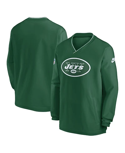 Nike Men's Kelly Green New York Jets Throwback Logo Long-Sleeve V-Neck Wind shirt