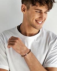 Lucky Brand Tigers Eye Beaded Elastic Bracelet