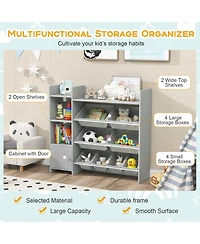 Sugift 4-Tier Kids Bookshelf and Toy Storage Rack with 8 Toy Organizer Bins