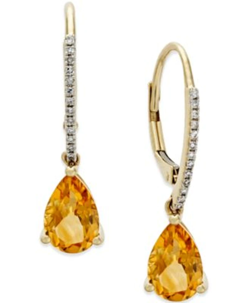 Semi Precious Lever Back Earrings In 14k White Yellow Or Rose Gold