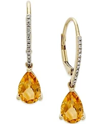 Semi Precious Lever Back Earrings In 14k White Yellow Or Rose Gold