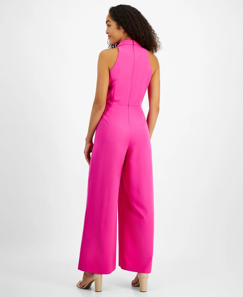 julia jordan Women's Notched-Collar Jumpsuit