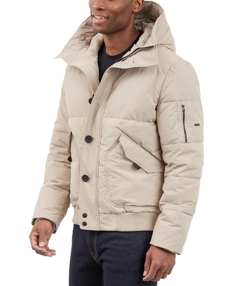 Michael Kors Men's Crinkle Nylon Heavy Short Snorkel Coat