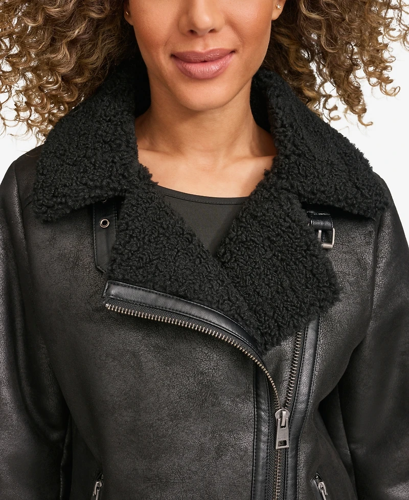Levi's Women's Faux Shearling Asymmetrical Moto Jacket