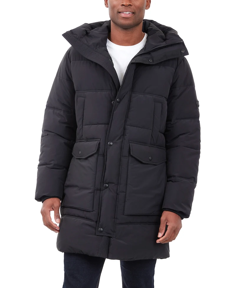 Michael Kors Men's Heavyweight Hooded Long Puffer Coat