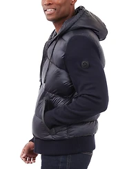 Michael Kors Men's Mixed-Media Hooded Zip Sweater Jacket
