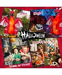 8 Ft Halloween Inflatable Red Dragon with Wings & Skull Holiday Decoration Light
