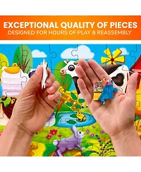 Quokka 4 x 30 Pieces Jigsaw Puzzles for Toddlers 3-5 - Dinosaur, Animals, Meadow Girls