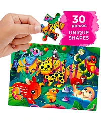 Quokka 4 x 30 Pieces Jigsaw Puzzles for Toddlers 3-5 - Dinosaur, Animals, Meadow Girls