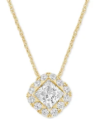 Diamond Princess Halo 18" Pendant Necklace (3/4 ct. t.w.) in 14k Gold