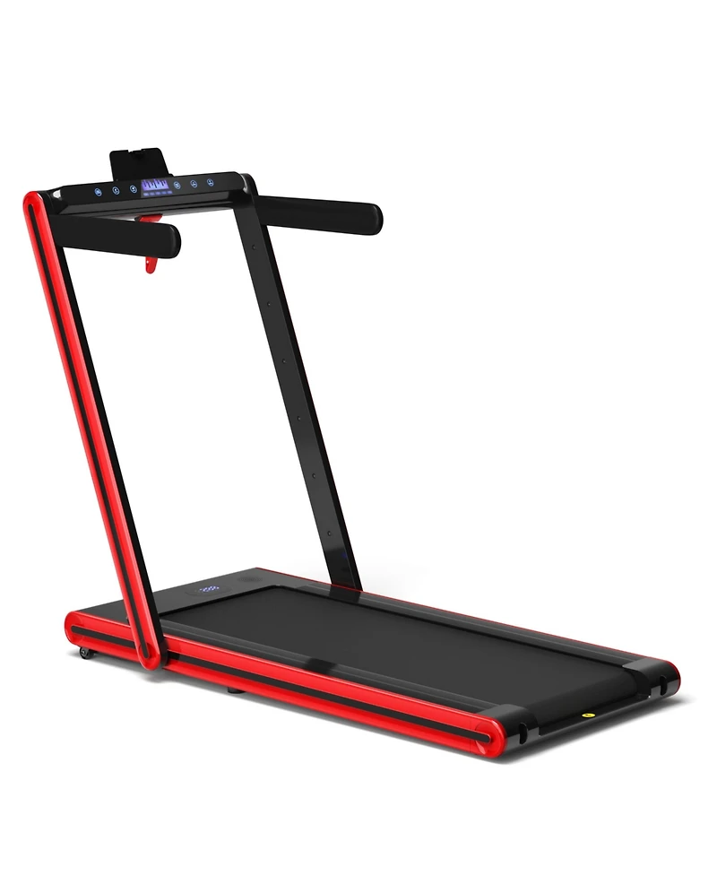 Skonyon 2-in-1 Folding Treadmill with Dual Led Display-Red