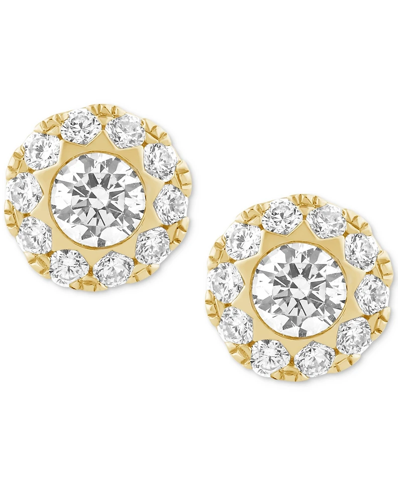 Diamond Round Halo Stud Earrings (3/4 ct. t.w.) in 14k Gold