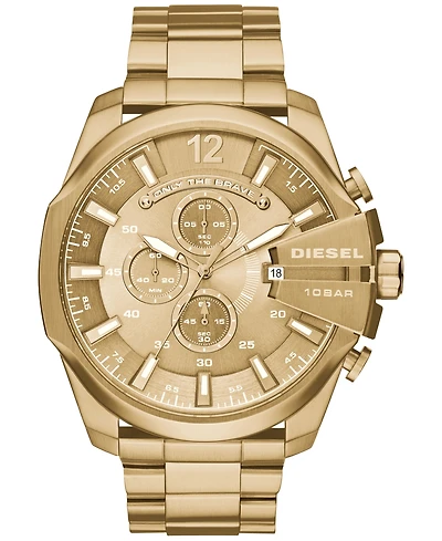Diesel Men's Chronograph Mega Chief Gold-Tone Stainless Steel Bracelet Watch 59x51mm