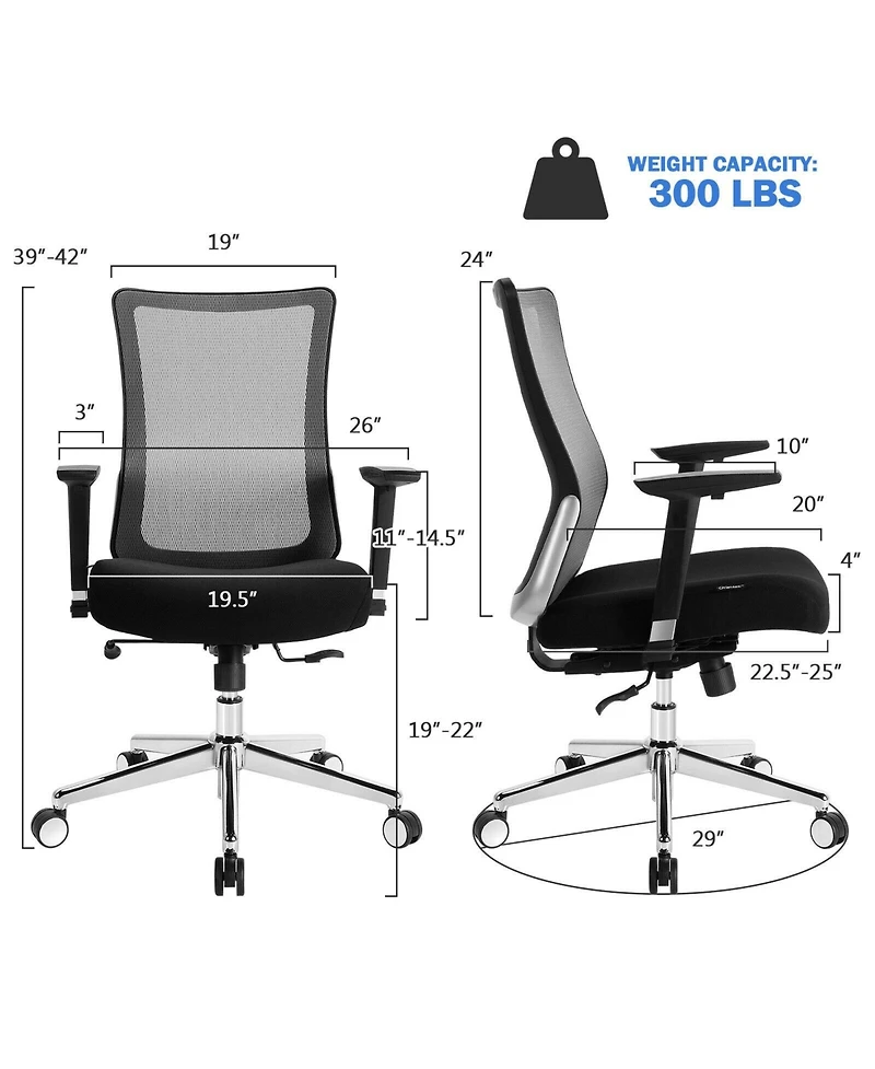 Ergonomic Mesh Office Chair with Adjustable Headrest, Lumbar Support and Armrests