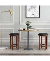 Bar Stools Set of 2 Counter Height with Round Seat & Footrest for Kitchen