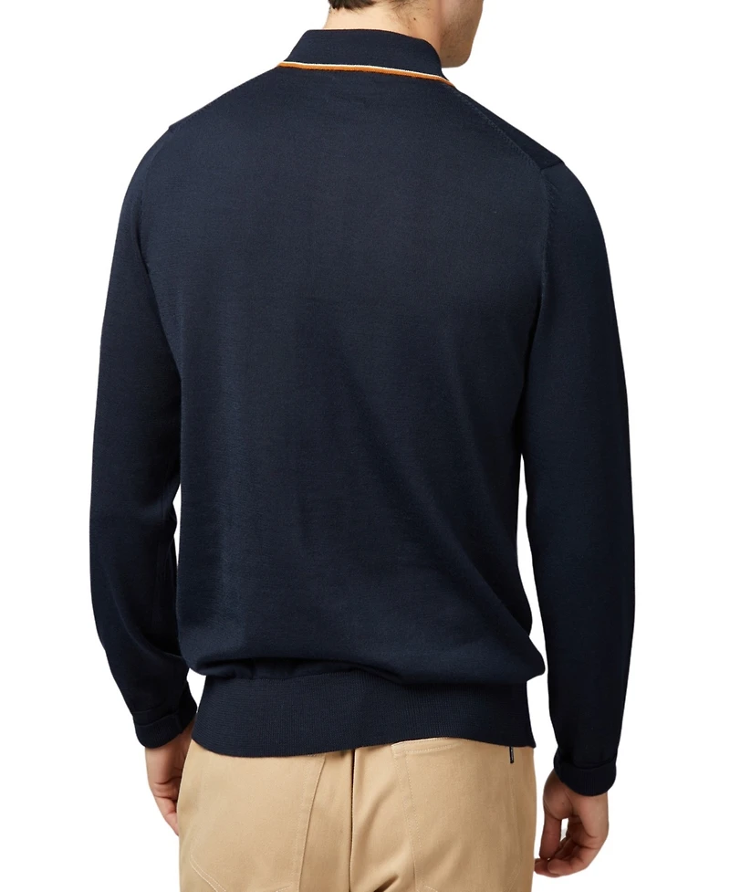 Ben Sherman Men's Regular-Fit Tipped Merino Wool Polo Shirt