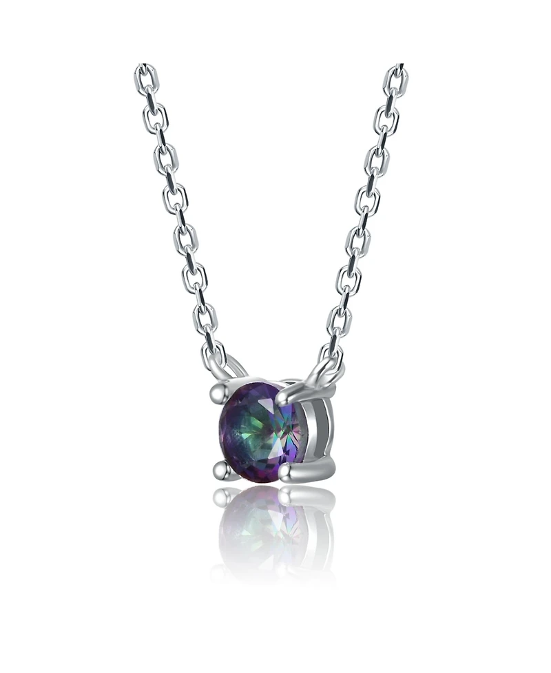 GiGiGirl Sterling Silver Colored Cubic Zirconia Birthstone Solitaire Necklace
