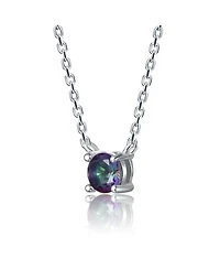 GiGiGirl Sterling Silver Colored Cubic Zirconia Birthstone Solitaire Necklace