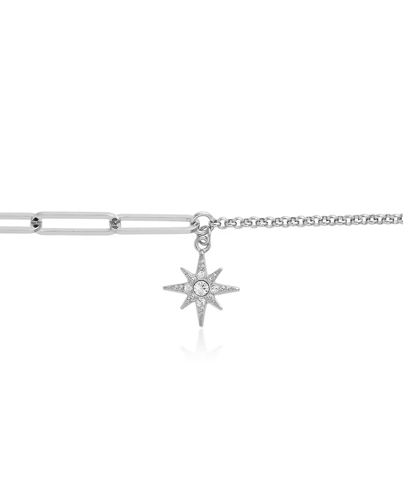 Olivia Burton Women's Celestial Silver Plated North Star Mismatch Bracelet