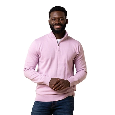 Hope & Henry Men's Fine Gauge Half Zip Pullover Sweater