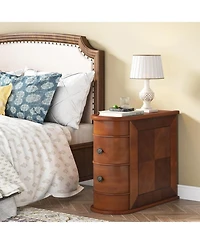 Tribesigns End Table Set of 2, No Assembly Required, Closed Back,Sofa Side with Storage, Slim Nightstand 2 Drawers