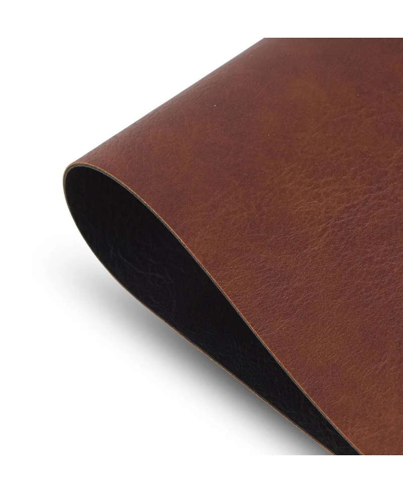 Dainty Home Florence Ivory and Taupe Reversible Leather Wipe Clean Placemat 12" x 18" Rectangular Placemats Set of 4