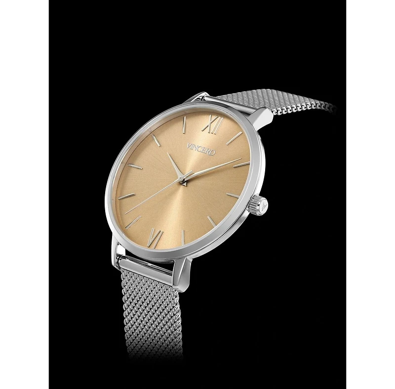 Vincero Women's Gold Eros Mesh Men's Watch with Milanese Band and Mineral Crystal