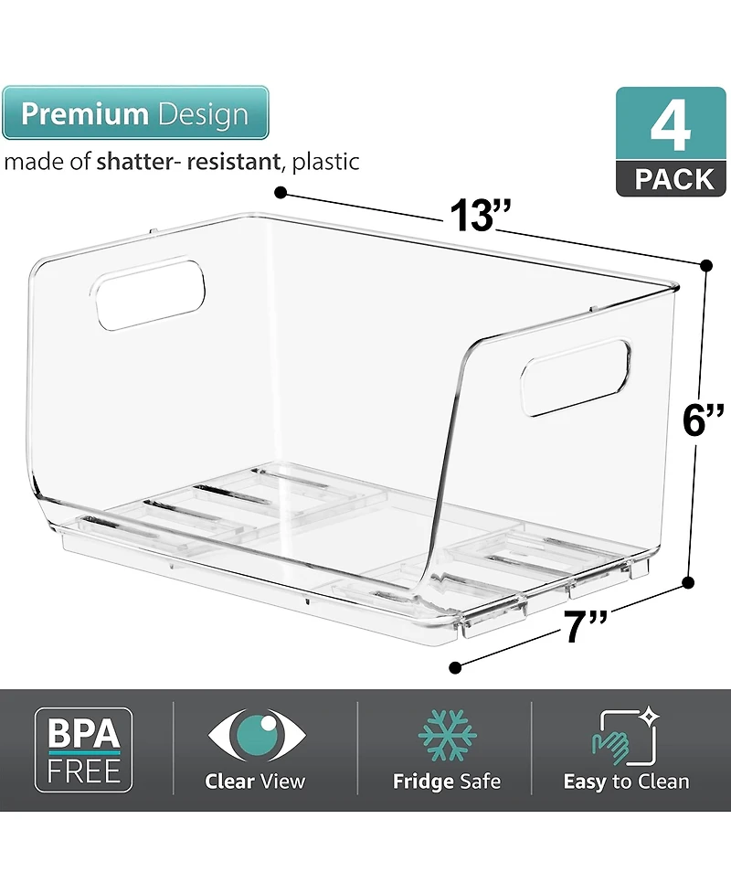 Sorbus Stackable Storage Bins Open Front - Clear Stackable Storage Bins - Pantry Bins for Storage and Organization