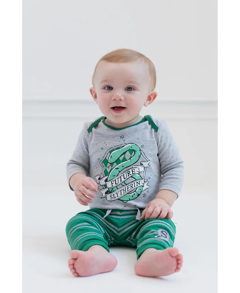 Harry Potter Baby Boys Baby Hufflepuff Slytherin Ravenclaw Baby 4 Pack Jogger Pants Newborn to