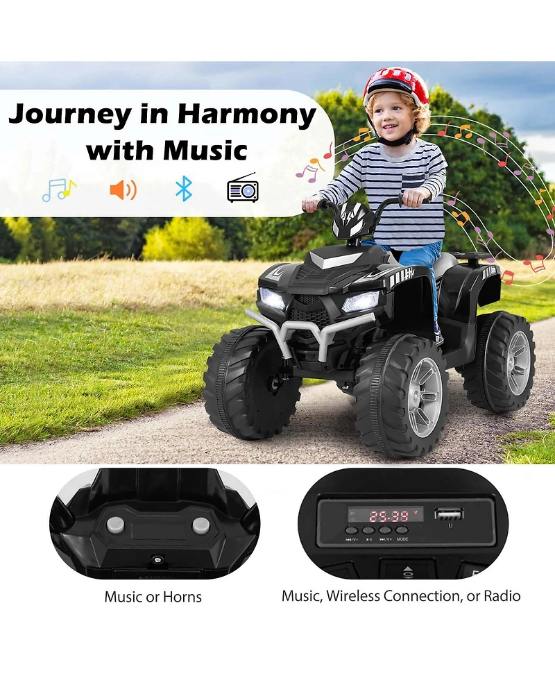 24V Kids Ride-On Electric Atv 4-Wheeler Quad Car with Wireless Connection