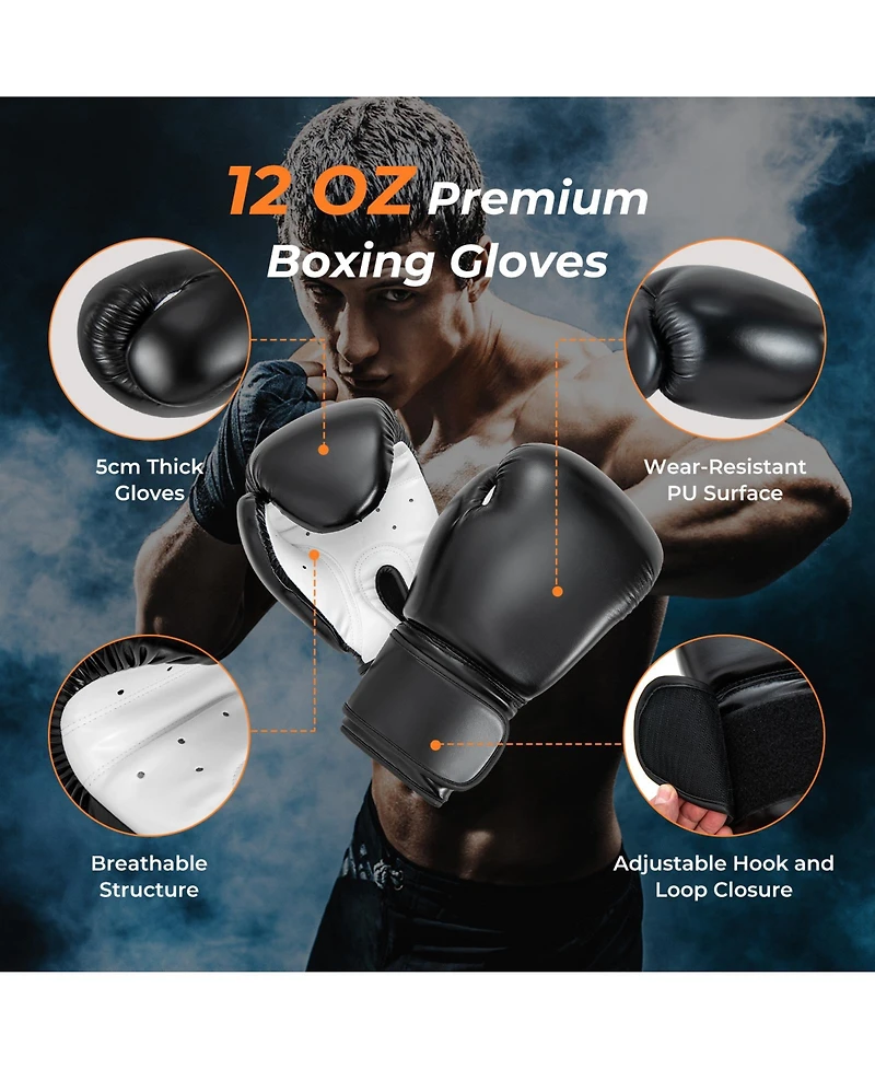 Sugift 4-In-1 Hanging Punching Bag Set with Punching Gloves and Ceiling Hook
