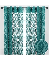 Chanasya Premium Devore Sheer Grommet Curtains - Classy, Light Filtering Drapes for Living Room or Bedroom - 52" x 108" - Blue, 2 Panels