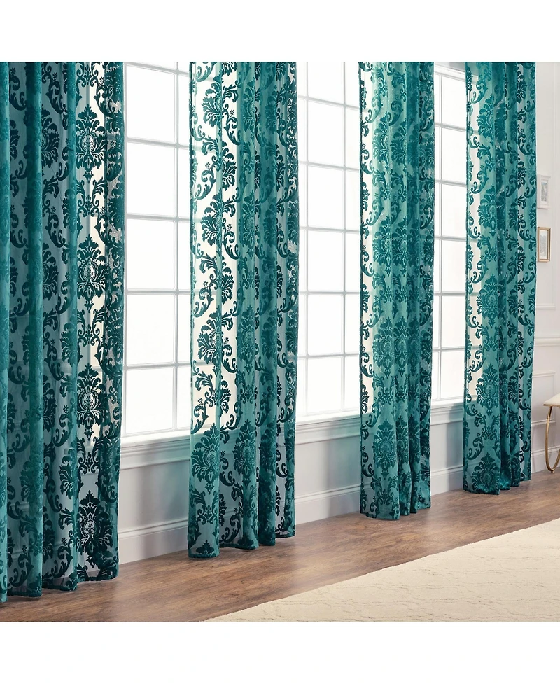 Chanasya Premium Devore Sheer Grommet Curtains - Classy, Light Filtering Drapes for Living Room or Bedroom - 52" x 108" - Blue, 2 Panels