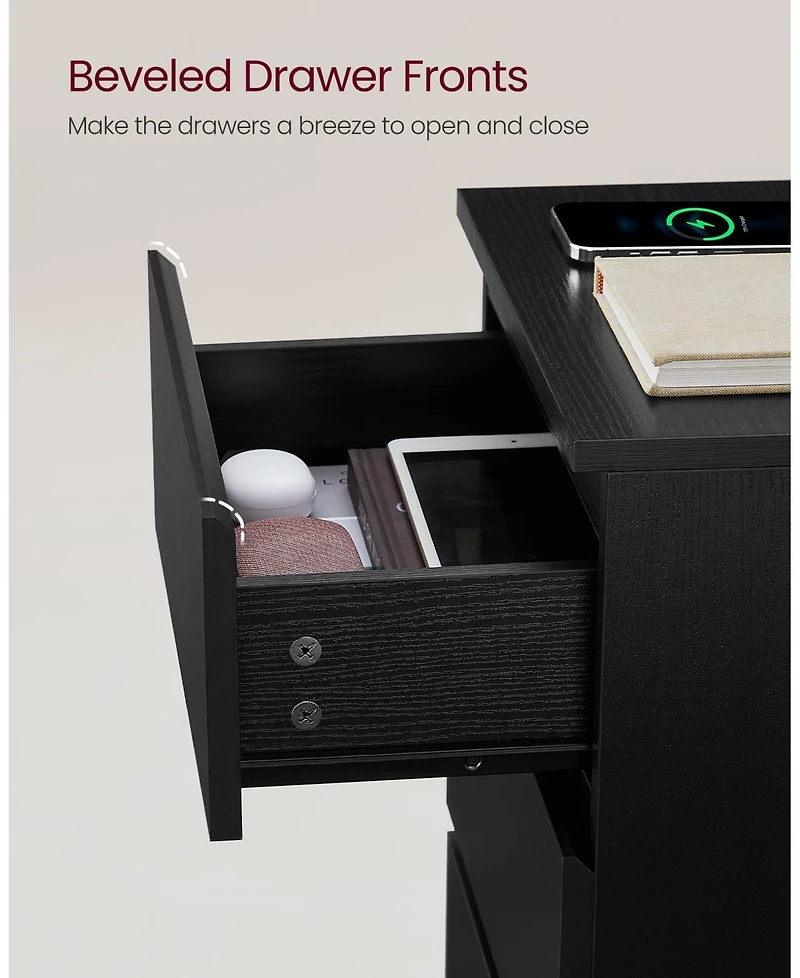 Slickblue Nightstand with Charging Station for Convenient Power Access and Sleek Design