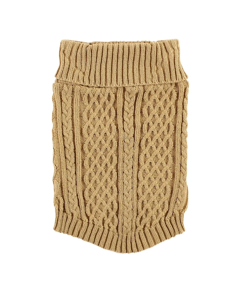Luvable Friends Dogs and Cats Cableknit Pet Sweater, Camel, X-Large