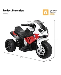 Sugift 6V Kids 3 Wheels Riding Bmw Licensed Electric Motorcycle-Red