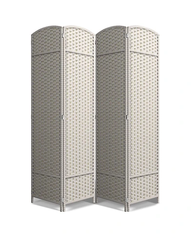 Sorbus 4 Panel Room Divider Panel, 6 ft. Tall Extra Wide Double Hinged Panels - Folding Privacy Screens Gray Line