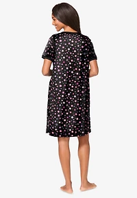 Dreams & Co. Women's Plus Short Henley Sleepshirt