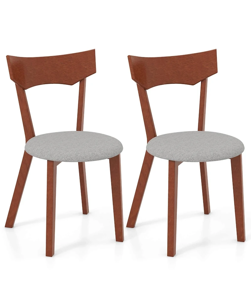 Wooden Armless Dining Chair Set of 4 with Rubber Wood Legs Padded Seat Cushion