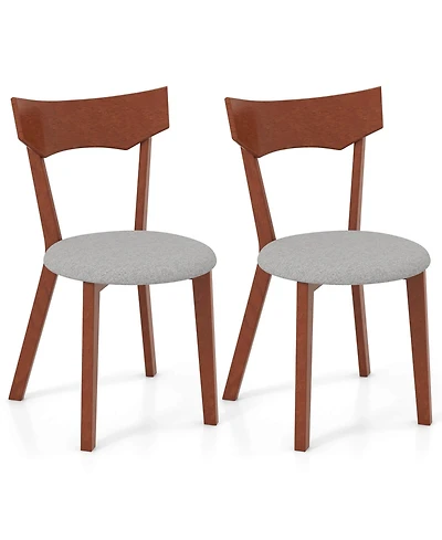Wooden Armless Dining Chair Set of 4 with Rubber Wood Legs Padded Seat Cushion