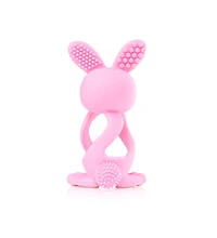Brush-Baby Bobbie Bunny Baby Teether Toy Rose Pink | Twist & Bounce Teething Toy