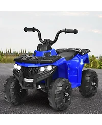 Gymax 6V Battery Powered Kids Ride On Atv 4-Wheeler Quad w/ MP3 & Led Headlight Blue